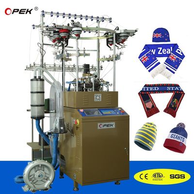 Fabbricazione di sciarpe e cappelli per tifosi di calcio con metodo di doppia maglieria