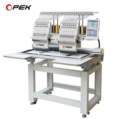 1200RPM Opek 2 teste 12/15 aghi T-shirt con cappello ad alta velocità Flat Computer Embroidery Machine