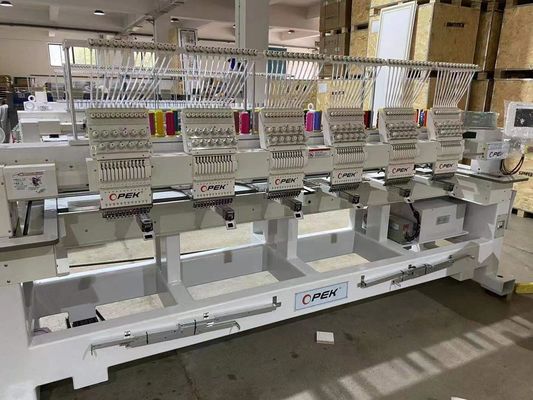 6 teste 1200 giri al minuto Macchina di ricamo computerizzata con KOBAN Rotary Hook e Cap Driver