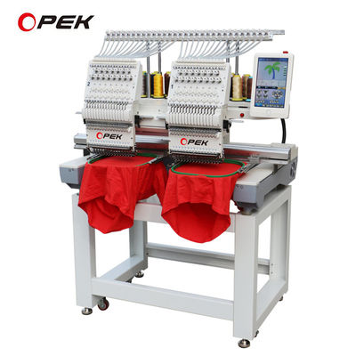 OPEK due doppia doppia 2 teste macchina di ricamo per cappello T-shirt cappello piatto vendita computerizzata